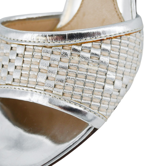 Fendi Silver Metallic Woven Leather Mules Size 37 - Picture 9 of 16